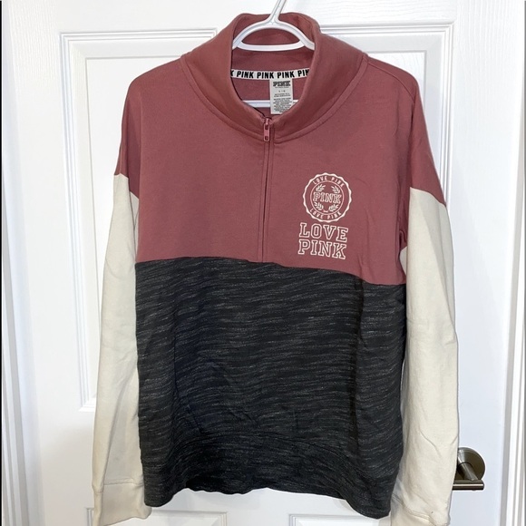 NWOT PINK Varsity half zip - Picture 2 of 5